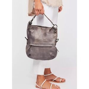 Bed Stu Tahiti Distressed LeatherCrossbody Tote Bag Gray Convertible Boho